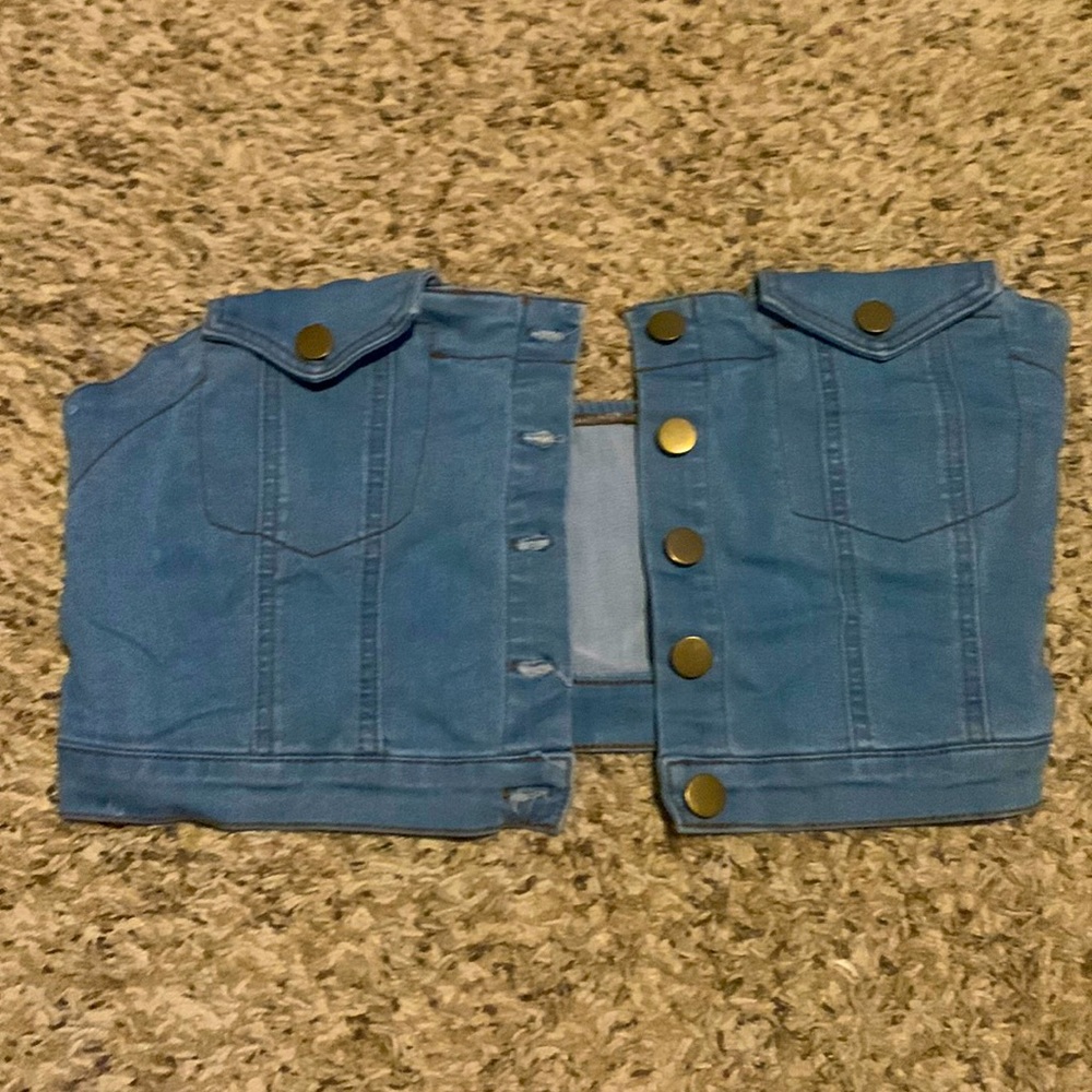 This is a Jean crop top,